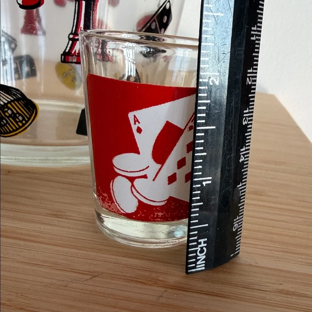 Vintage Casino Gambling Hazel Atlas Ice Bucket MCM 1950's + Vegas Shot Glass